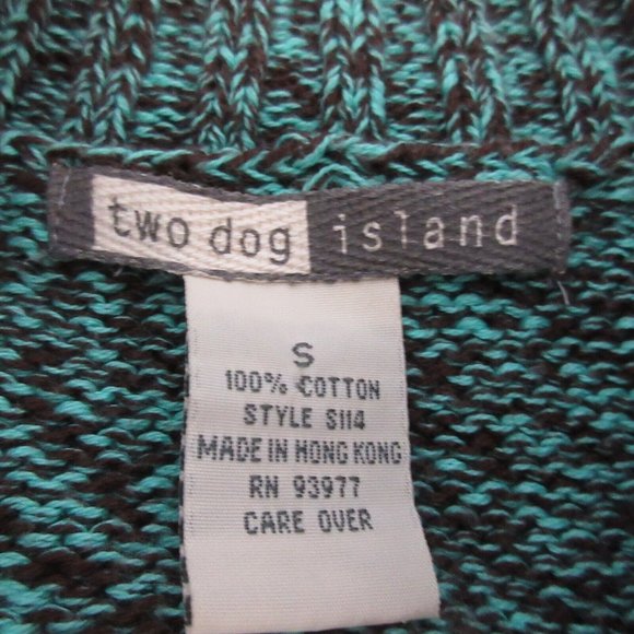 Two Dog Island Sweater Sz Small Mock Neck Full Zip Cotton Fleck Blue Black Knit - Picture 4 of 9